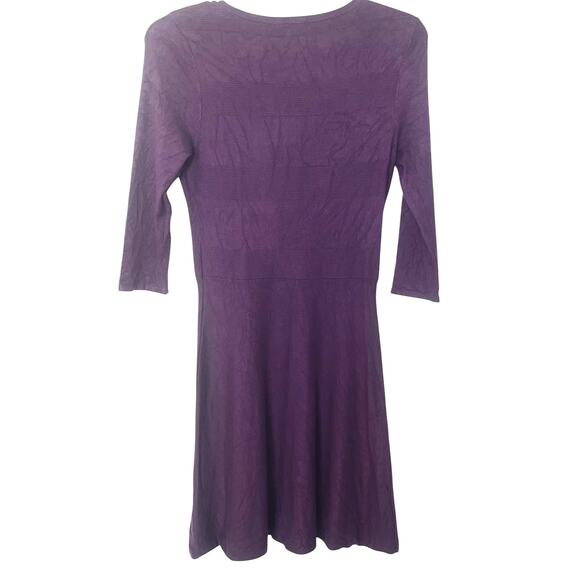 WORTHINGTON LONG SLV MIDI FIT & FLARE WAIST DRESS, WOMENS, S, PURPLE, ROUND NECK - Picture 5 of 11